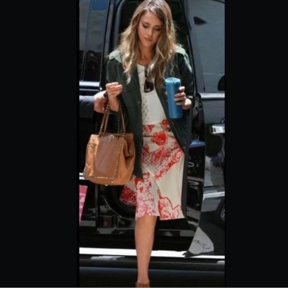 Stella McCartney Fiona Perennial Floral Silk Skirt Cream Red IT 44 US 10 Y - Picture 2 of 12